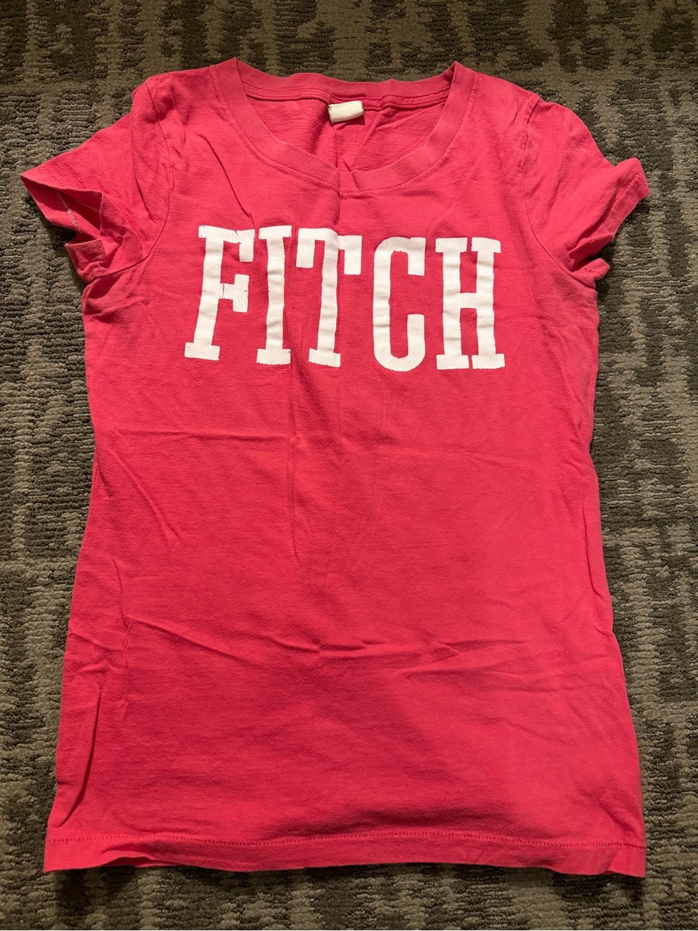 Abercrombie & Fitch Hot Pink Logo Tee L Large Vintage White Hot Pink